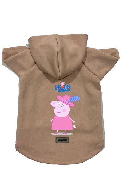 Monopetz Hooded Fleece Sweatshirt Dog and Cat Outfit & Dress - Beige Peppa Pig