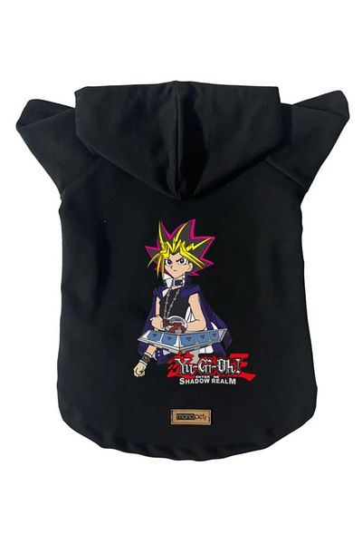 Monopetz Hooded Fleece Sweatshirt Dog and Cat Outfit & Dress - Black Yugi Oh