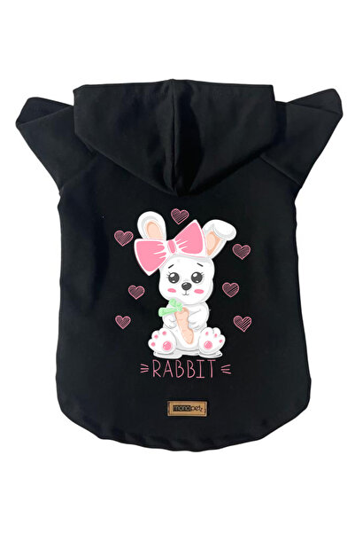 Monopetz Hooded Fleece Sweatshirt Dog and Cat Outfit & Dress - Black Rabbit -...