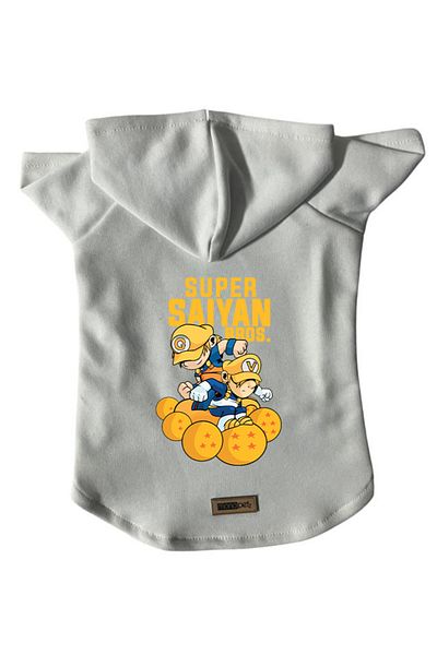 Monopetz Hooded Fleece Sweatshirt Dog and Cat Outfit & Dress - White Goku Vegeta