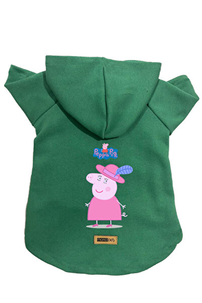 Monopetz سويت شيرت من الصوف بغطاء للرأس ملابس للكلاب والقطط - بيبا بيج أخضر -...