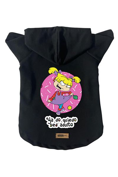 Monopetz Hooded Fleece Sweatshirt Dog and Cat Outfit & Dress - Black Rugrats Angelica