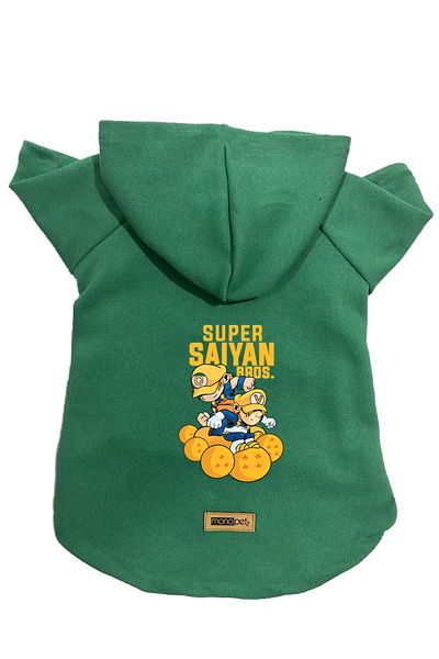 Monopetz Hooded Fleece Sweatshirt Dog and Cat Outfit & Dress - Green Goku Vegeta