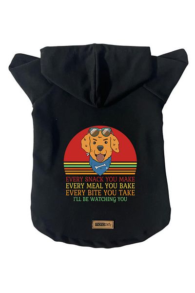 Monopetz Hooded Fleece Sweatshirt Dog and Cat Outfit & Dress - Black Every Snack You Make