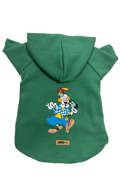 Monopetz Hooded Fleece Sweatshirt Dog and Cat Outfit & Dress - Green Clown