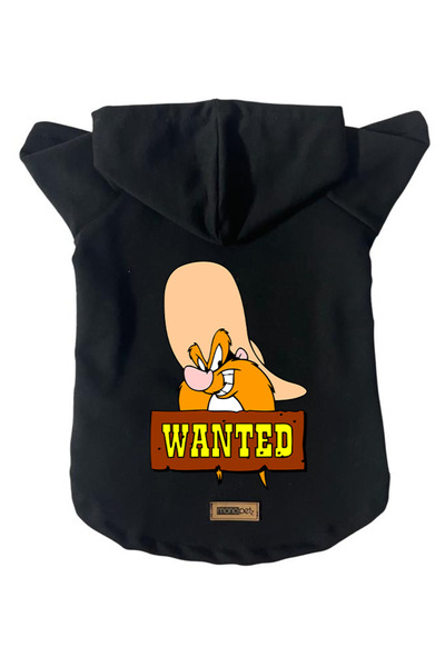 Monopetz سويت شيرت من الصوف بغطاء للرأس للكلاب والقطط - أسود J-Sam - مقاس L