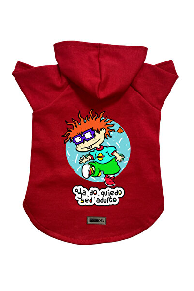 Monopetz سويت شيرت من الصوف بغطاء للرأس ملابس للكلاب والقطط - أحمر Rugrats Ca...