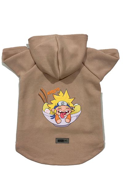 Monopetz Hooded Fleece Sweatshirt Dog and Cat Outfit & Dress - Beige Naruto