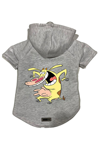 Monopetz سويت شيرت من الصوف بغطاء للرأس ملابس للكلاب والقطط - بقرة رمادية - م...