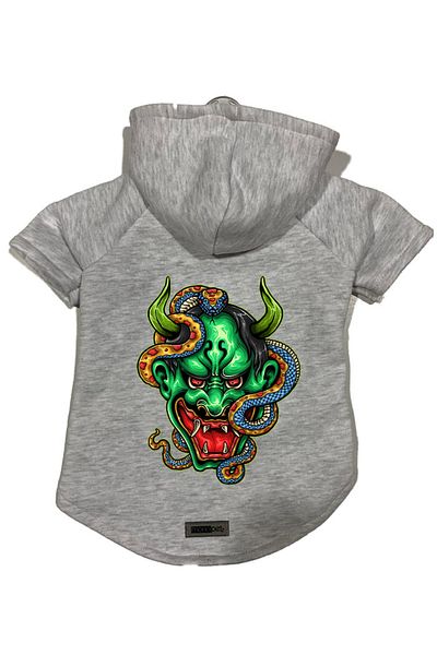 Monopetz Hooded Fleece Sweatshirt Dog and Cat Outfit & Dress - Gray Master Of The Snake