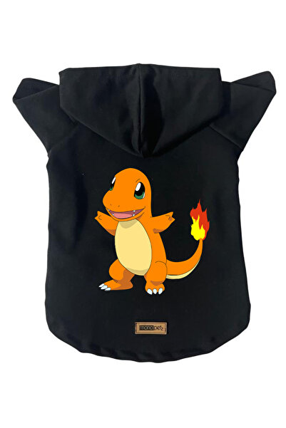 Monopetz سويت شيرت من الصوف بغطاء للرأس للكلاب والقطط - بوكيمون أسود - مقاس XS