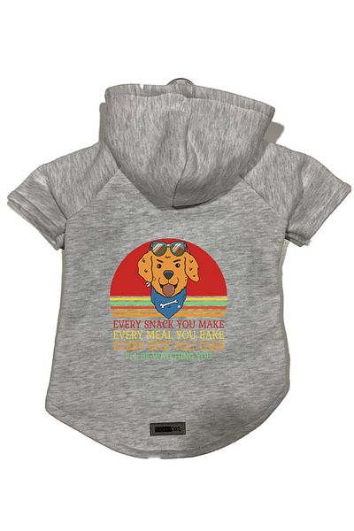 Monopetz Hooded Fleece Sweatshirt Dog and Cat Outfit & Dress - Gray Every Snack You Make