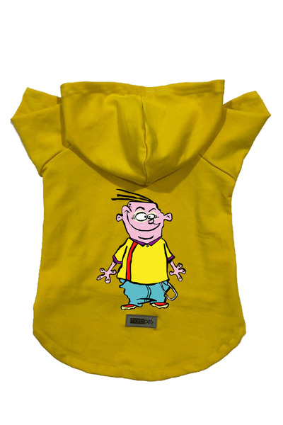 Monopetz سويت شيرت من الصوف بغطاء للرأس ملابس للكلاب والقطط - إد أصفر - مقاس S