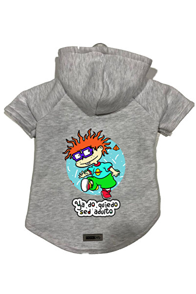 Monopetz سويت شيرت من الصوف بغطاء للرأس للكلاب والقطط - رمادي Rugrats Carlito...