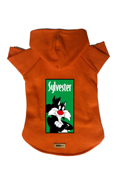 Monopetz سويت شيرت من الصوف بغطاء للرأس للكلاب والقطط - برتقالي سيلفستر - مقا...
