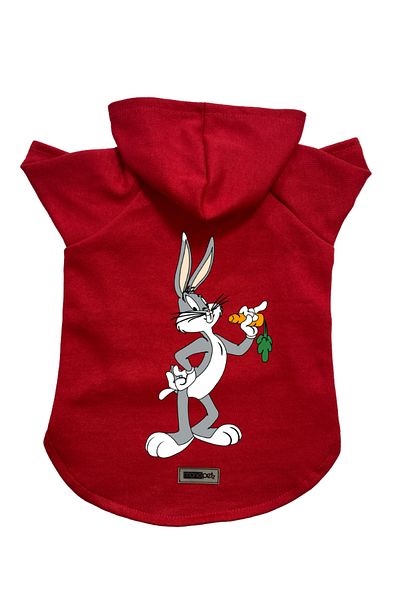 Monopetz Hooded Fleece Sweatshirt Dog and Cat Outfit & Dress - Red New Bugs Bunny