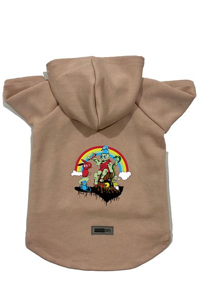 Monopetz Hooded Fleece Sweatshirt Dog and Cat Outfit & Dress - Beige City 28