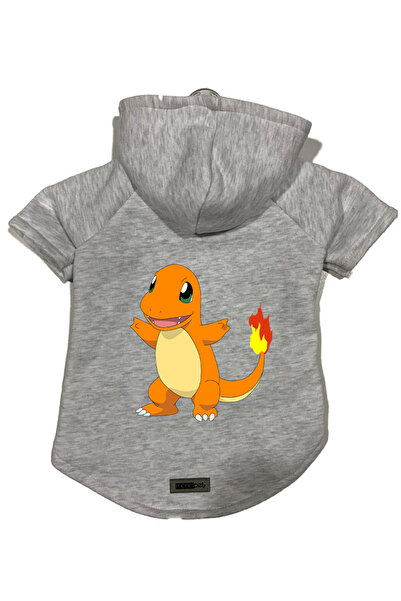 Monopetz سويت شيرت من الصوف بغطاء للرأس للكلاب والقطط - رمادي بوكيمون - مقاس S