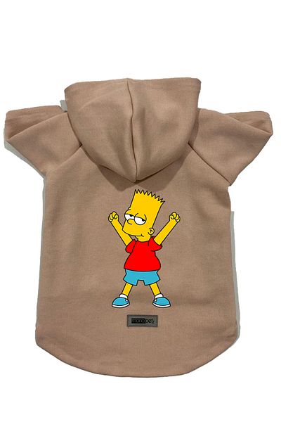 Monopetz Hooded Fleece Sweatshirt Dog and Cat Outfit & Dress - Beige Bart Simpson