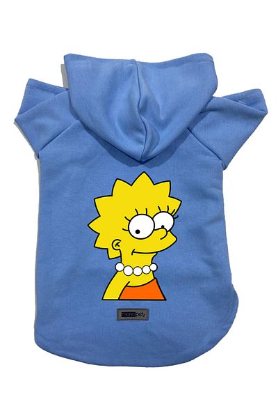 Monopetz Hooded Fleece Sweatshirt Dog and Cat Outfit & Dress - Blue Lisa Simpson