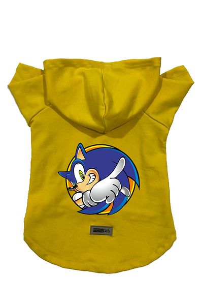 Monopetz Hooded Fleece Sweatshirt Dog and Cat Outfit & Dress - Yellow Sonic