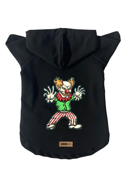 Monopetz Hooded Fleece Sweatshirt Dog and Cat Outfit & Dress - Black Evil Clown