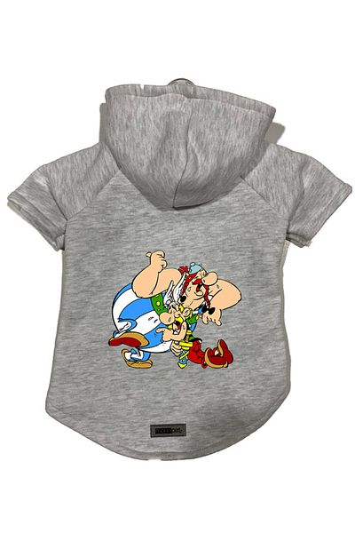 Monopetz Hooded Fleece Sweatshirt Dog and Cat Outfit & Dress - Grey Astrix and Obelix