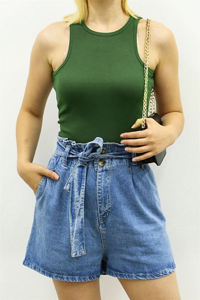 Madmext Mad Girls Green Crop Top Mg361