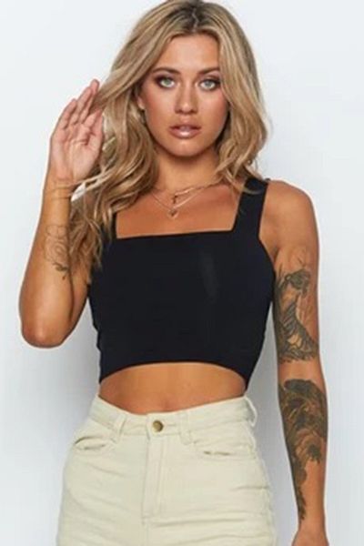 Madmext Mad Girls Black Crop Mg1010