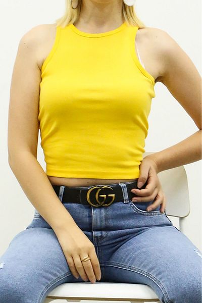 Madmext Mad Girls Yellow Crop Top MG361