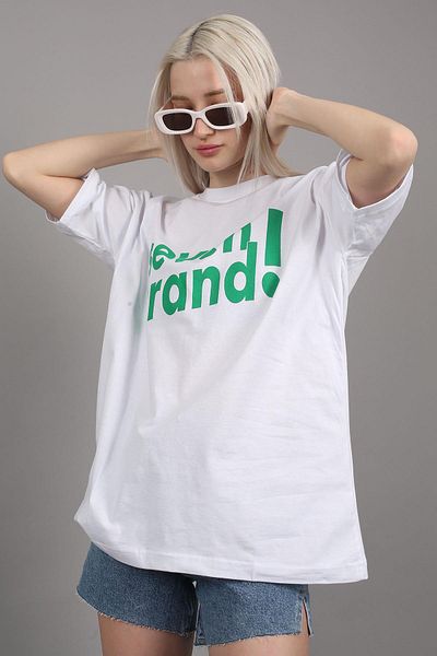 Madmext Tricou oversize cu imprimeu alb Mg1489