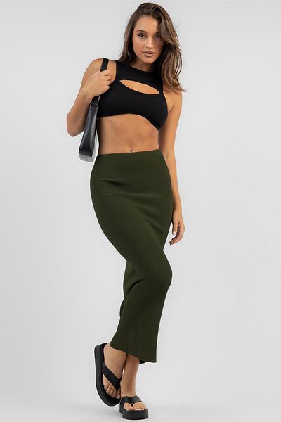 Madmext Khaki Basic Langer Strickrock Mg1813