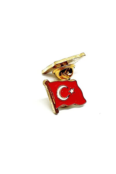 Genel Markalar Ay Yıldız Türk Bayrağı Yaka Rozeti Altın Kaplama Zeminli Kadın...