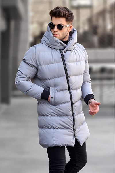 Madmext Stone Long Side Zip Puffer Jacket 5743