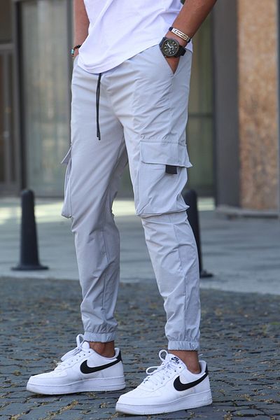 Madmext Gefärbte graue Cargo-Taschen-Jogginghose für Herren 5461