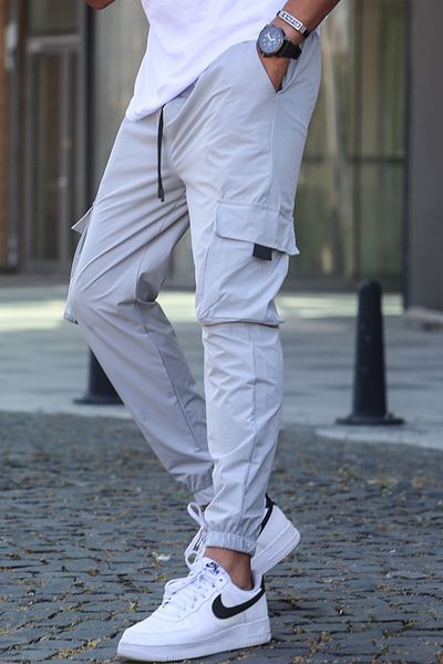 Madmext Gefärbte graue Cargo-Taschen-Jogginghose für Herren 5461