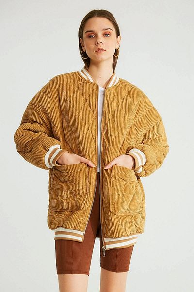 Robin Bomber Collar Velvet Coat with Large Pocket Detail