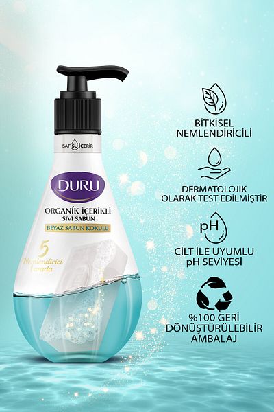 Duru Organic Content White Soap Scented Liquid Soap 3x500ml