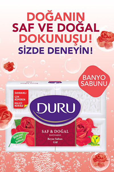 Duru Saf & Doğal Kaynaklı Gül 16 Adet Beyaz Kalıp Sabun 4x600gr