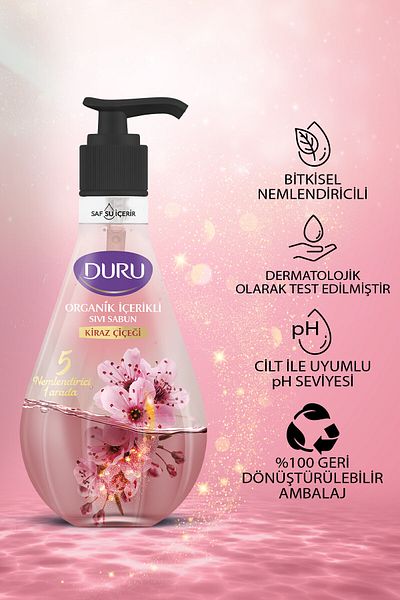 Duru Cherry Blossom Liquid Soap with Organic Content 3x500ml