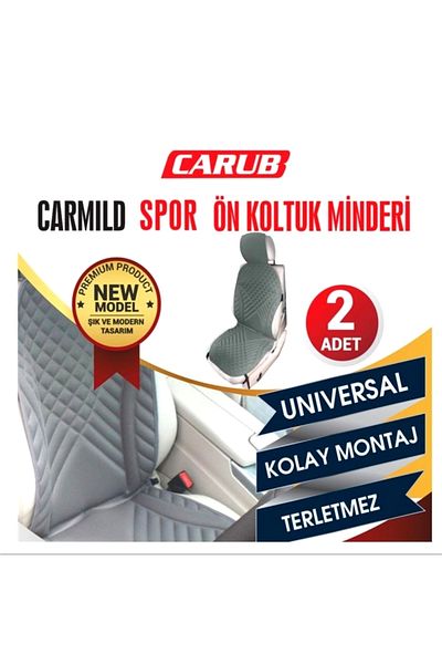 Carub Carmild Car Seat Cover Sport Front Seat Cushion Set of 2 Gray Color