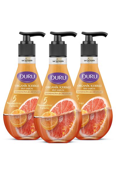 Duru Mandarin & Grapefruit Liquid Soap with Organic Ingredients 3X500Ml
