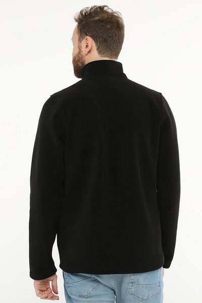 Uniprom Men's Regular Cut Stand Collar Half Zipper Fleece Sweatshirt Black