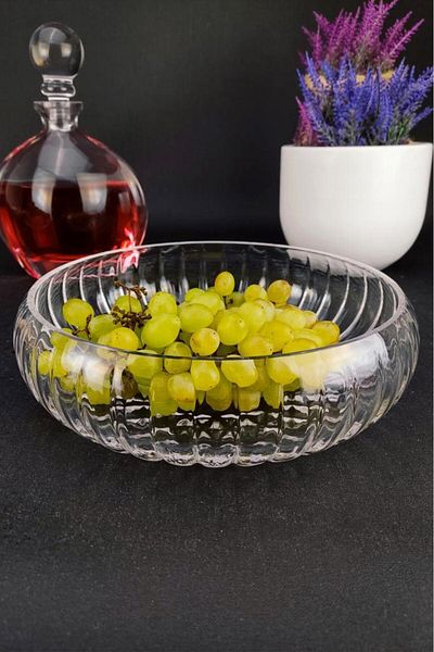 Digithome Linea Glass Salad Serving Bowl Fruit Bowl Serving Bowl 24 Cm - Ln.scn.024.00.000 C1-1-288