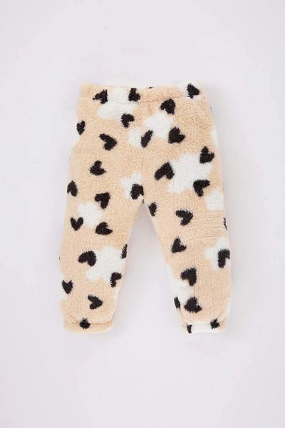 DeFacto Baby Girl Heart Patterned Plush Sweatshirt Sweatpants Set of 2
