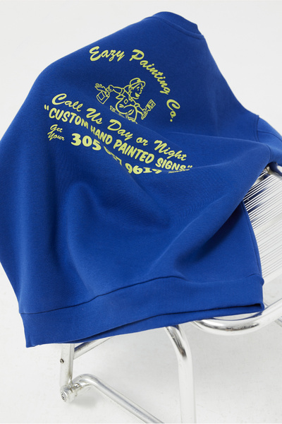 Eazy Co Eazy Painting Co Oversize Unisex Saks Μπλε Ποδηλατικό Φούτερ με χοντρό λαιμό