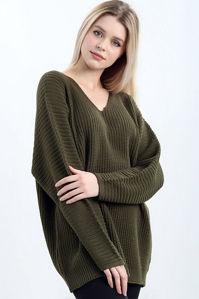CoolLook Long Bat Sleeve V-neck Loose Fit Flexible Lycra Style Thessaloniki Oversize Winter Knitwear Sweater