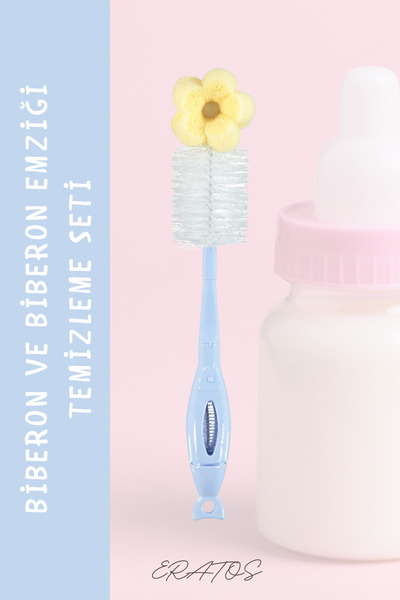 ERATOS Biberon ve Biberon Emziği Temizleme Seti- Sünger ve Fırça Yardımıyla P...