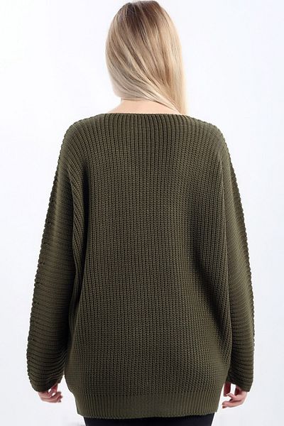 CoolLook Long Bat Sleeve V-neck Loose Fit Flexible Lycra Style Thessaloniki Oversize Winter Knitwear Sweater
