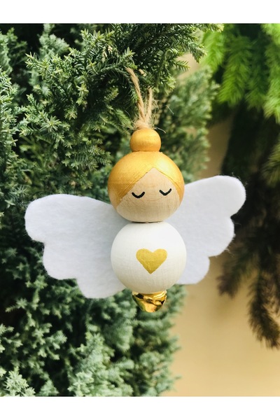 Dodido Design Melek figürlü Ahşap Yılbaşı ağaç süsü